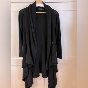 Twin-set Simona Barbieri black asymmetrical cashmere blend cardigan size L